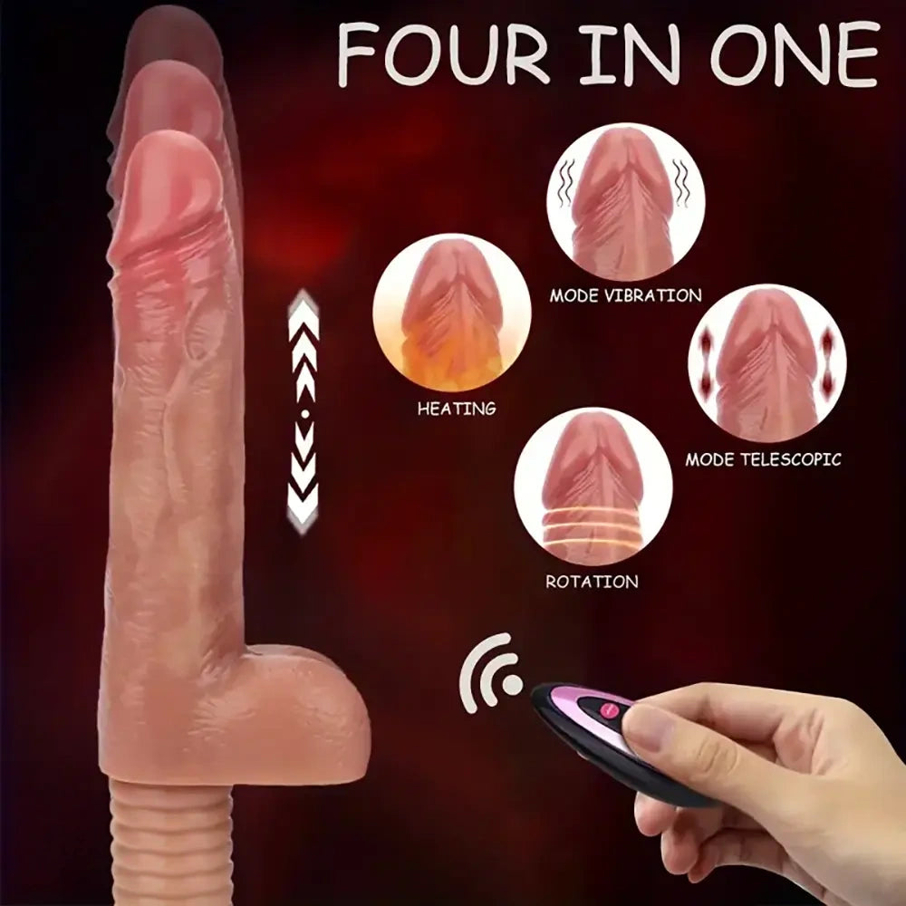 10.6in Real Heating Thrusting Rotation Vibrating Big Dildo With Handle