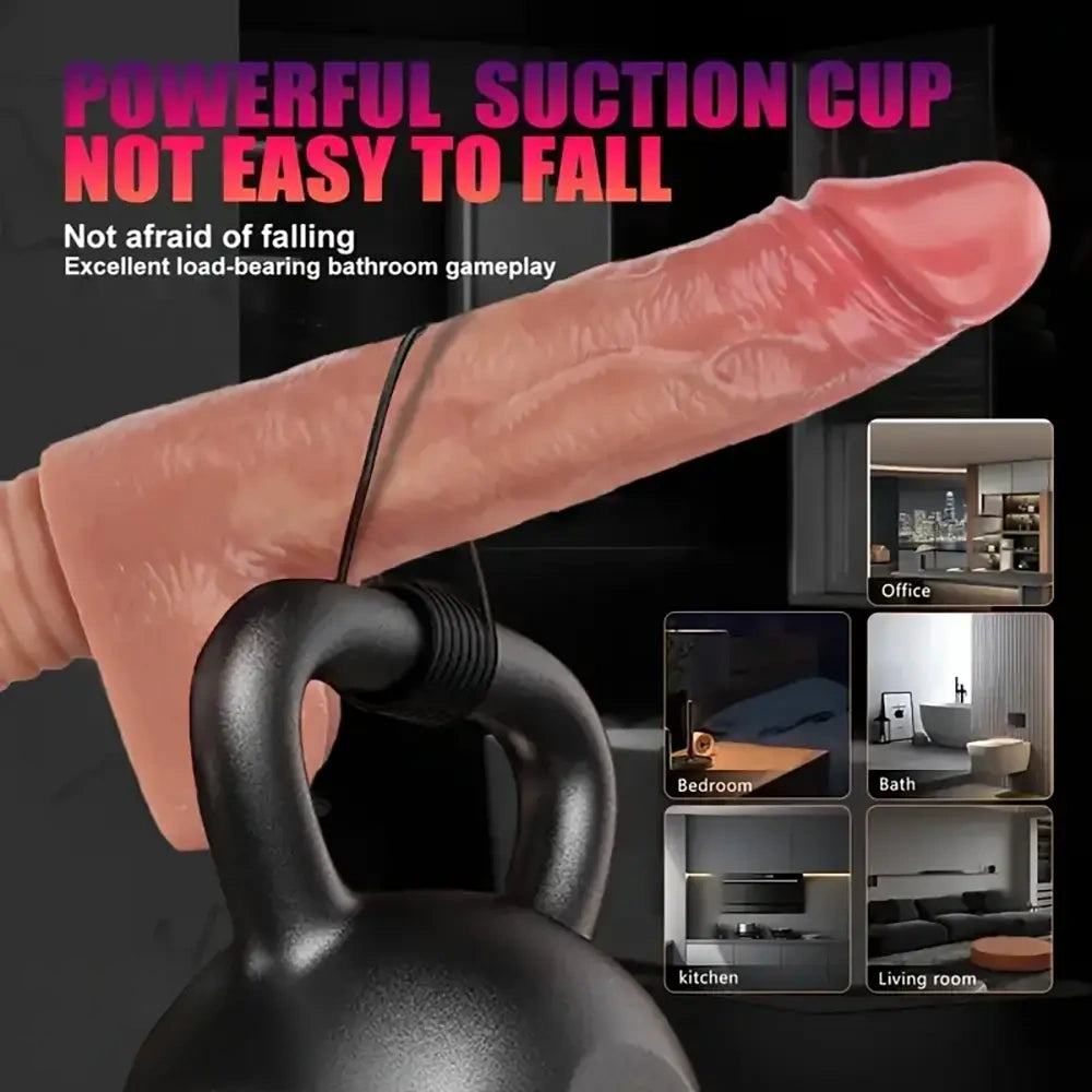10.6in Real Heating Thrusting Rotation Vibrating Big Dildo With Handle