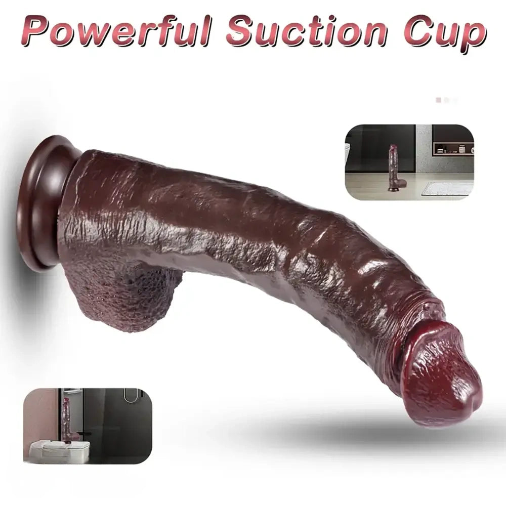 10.6in Realistic Liquid Silicone Movable Sliding Foreskin Soft Dildo
