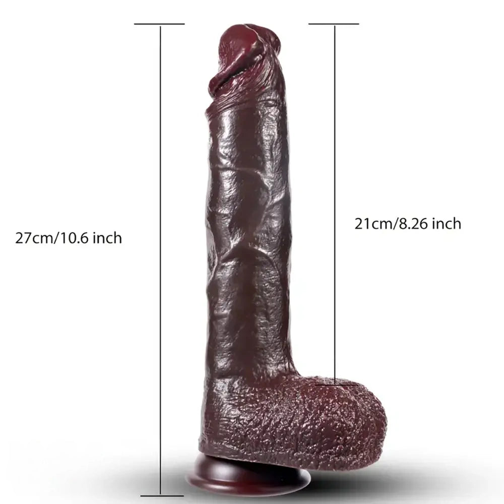 10.6in Realistic Liquid Silicone Movable Sliding Foreskin Soft Dildo