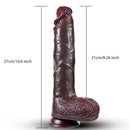 10.6in Realistic Liquid Silicone Movable Sliding Foreskin Soft Dildo