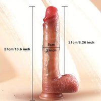 10.6in Realistic Movable Foreskin Sliding Silicone Penis Big Dildo For Women