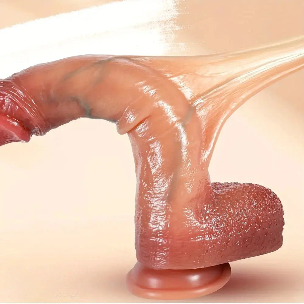 10.6in Realistic Movable Foreskin Sliding Silicone Penis Big Dildo For Women