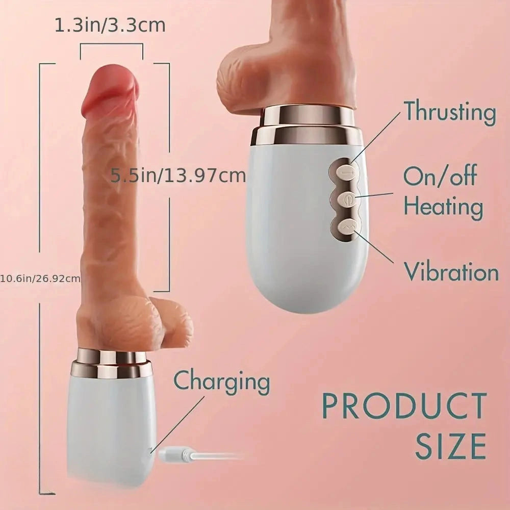 10.6in Realistic Thrusting Dildo Vibrator with Handle Sucker Sex Machine