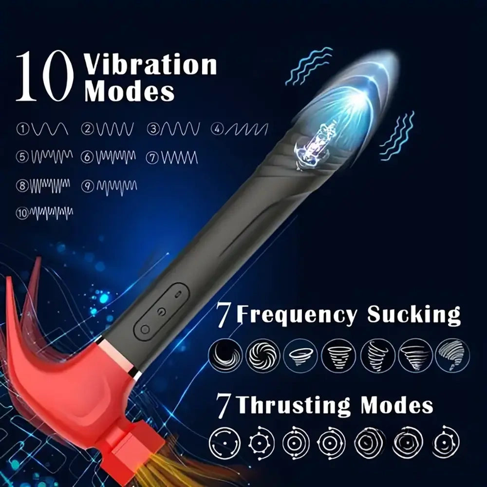 10.6in Silicone Soft Thrusting Sucking Swing Flapping Beating Dildo