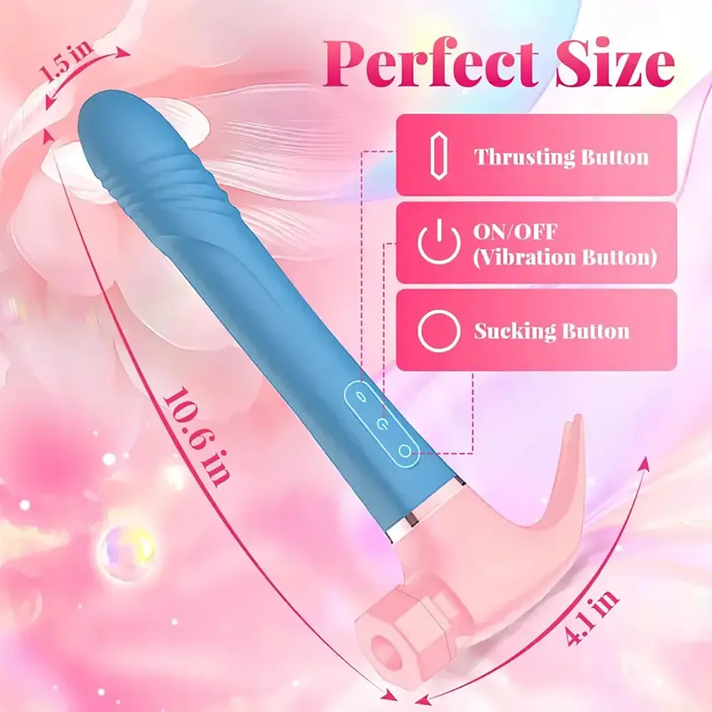 10.6in Silicone Soft Thrusting Sucking Swing Flapping Beating Dildo