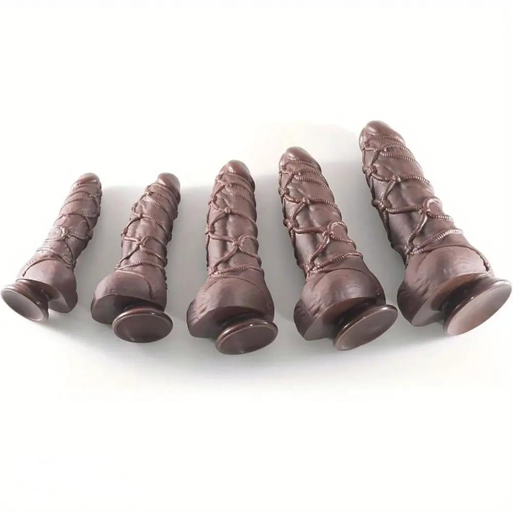 10.75in Thick G-spot Fantasy Big Silicone Soft Dildo With BDSM Hemp Rope