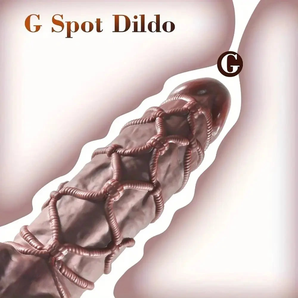 10.75in Thick G-spot Fantasy Big Silicone Soft Dildo With BDSM Hemp Rope