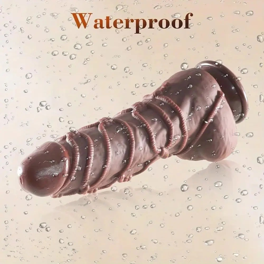 10.75in Thick G-spot Fantasy Big Silicone Soft Dildo With BDSM Hemp Rope