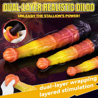10.82in 13.85in 17.4in Dual Layer Silicone Horse Animal Huge Dildo Sex Toy