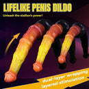 10.82in 13.85in 17.4in Dual Layer Silicone Horse Animal Huge Dildo Sex Toy