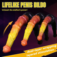 10.82in 13.85in 17.4in Dual Layer Silicone Horse Animal Huge Dildo Sex Toy
