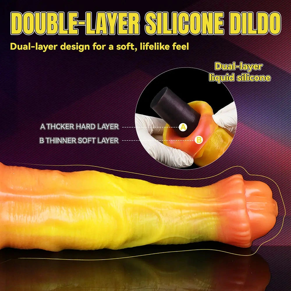 10.82in 13.85in 17.4in Dual Layer Silicone Horse Animal Huge Dildo Sex Toy