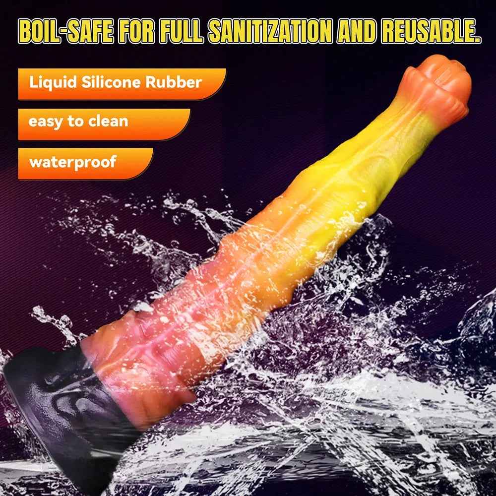 10.82in 13.85in 17.4in Dual Layer Silicone Horse Animal Huge Dildo Sex Toy