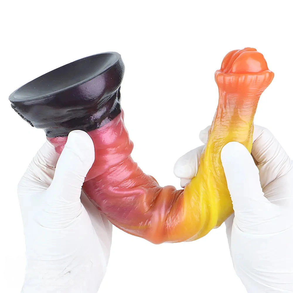 10.82in 13.85in 17.4in Dual Layer Silicone Horse Animal Huge Dildo Sex Toy