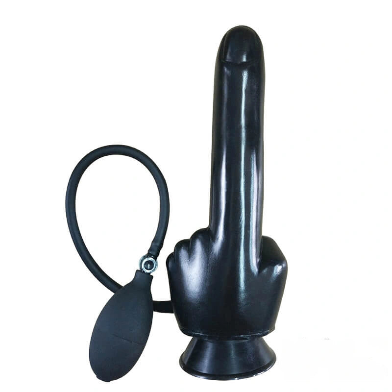 10.82in Big Finger Design Inflatable Dildo Black Sex Toy