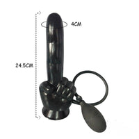 10.82in Big Finger Design Inflatable Dildo Black Sex Toy