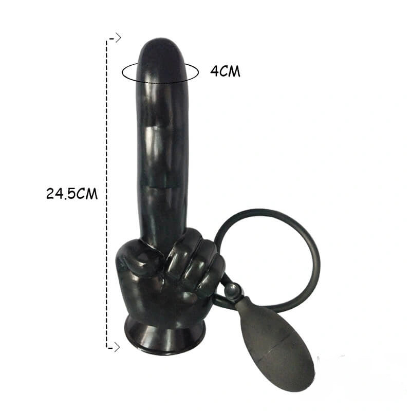 10.82in Big Finger Design Inflatable Dildo Black Sex Toy