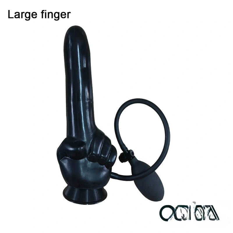 10.82in Big Finger Design Inflatable Dildo Black Sex Toy