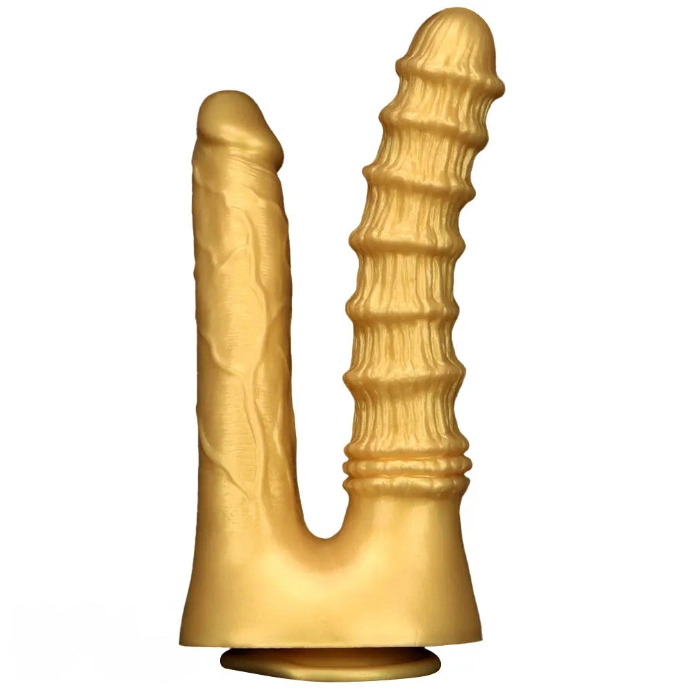 10.82in Big Silicone Soft Gold Double-headed Dildo For Female Lesbian