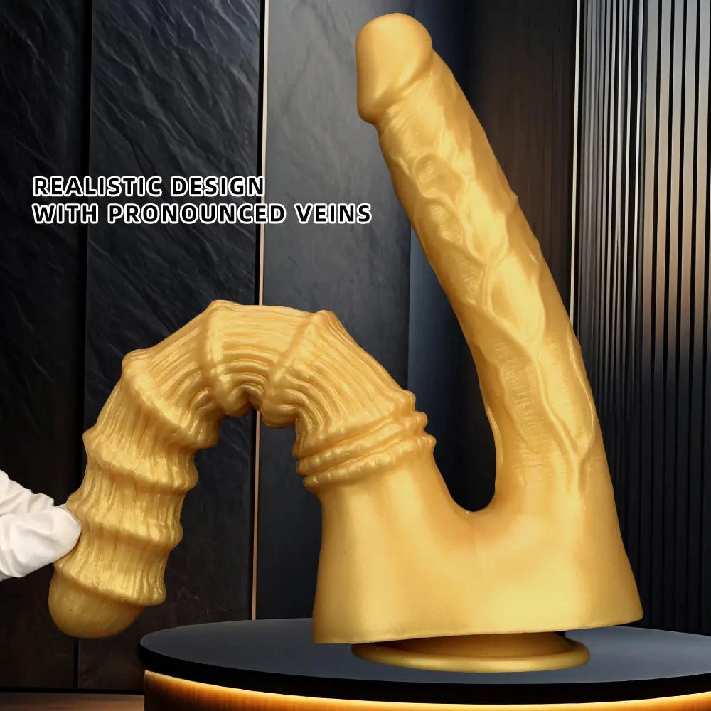 10.82in Big Silicone Soft Gold Double-headed Dildo For Female Lesbian