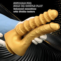 10.82in Big Silicone Soft Gold Double-headed Dildo For Female Lesbian