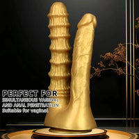 10.82in Big Silicone Soft Gold Double-headed Dildo For Female Lesbian