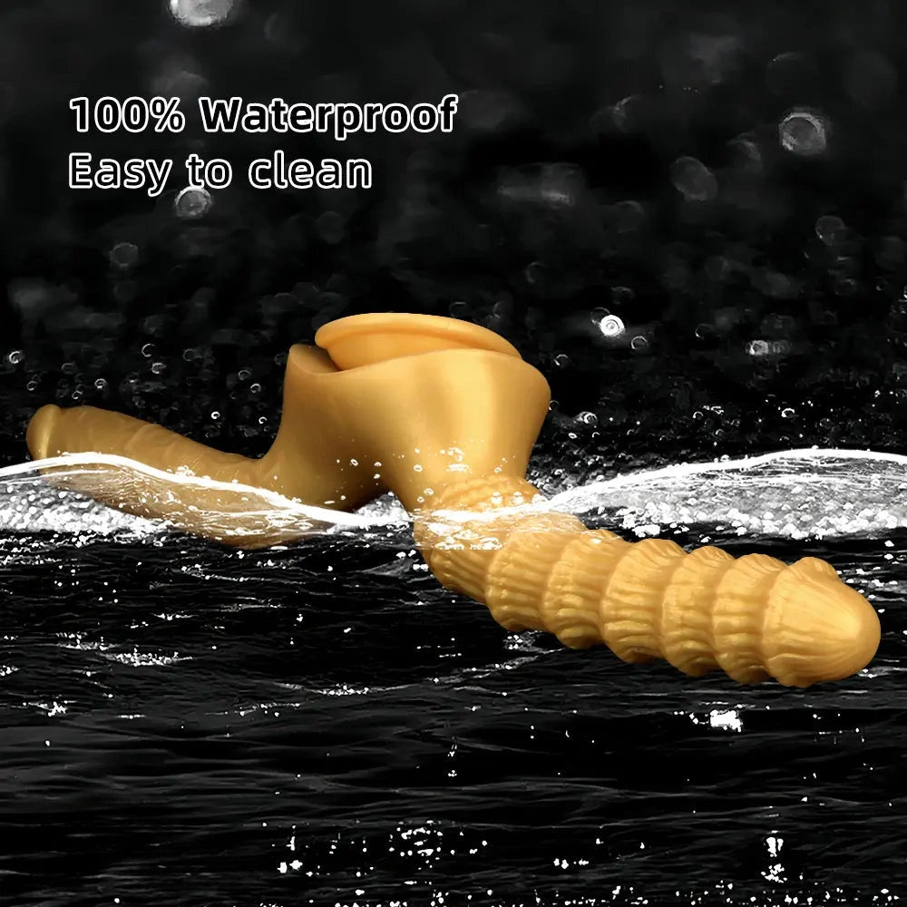10.82in Big Silicone Soft Gold Double-headed Dildo For Female Lesbian