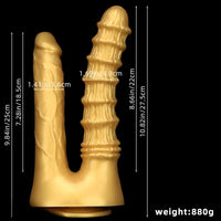 10.82in Big Silicone Soft Gold Double-headed Dildo For Female Lesbian