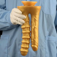 10.82in Big Silicone Soft Gold Double-headed Dildo For Female Lesbian