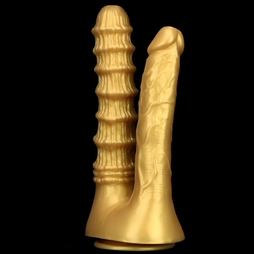 10.82in Big Silicone Soft Gold Double-headed Dildo For Female Lesbian