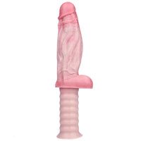 10.82in Real Feeling Double Layer Silicone Soft Handle Flexible Big Dildo