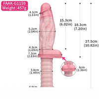 10.82in Real Feeling Double Layer Silicone Soft Handle Flexible Big Dildo