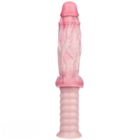 10.82in Real Feeling Double Layer Silicone Soft Handle Flexible Big Dildo
