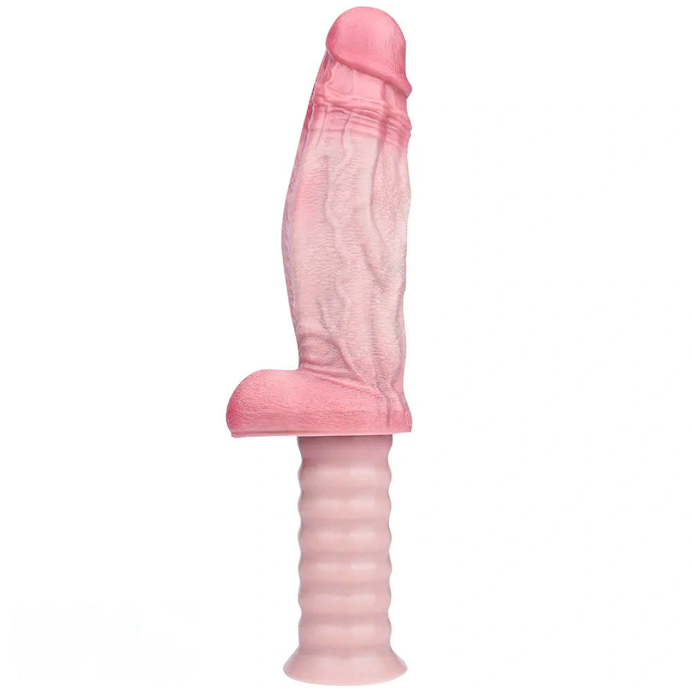 10.82in Real Feeling Double Layer Silicone Soft Handle Flexible Big Dildo