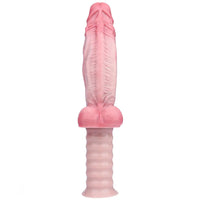 10.82in Real Feeling Double Layer Silicone Soft Handle Flexible Big Dildo