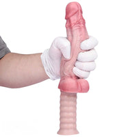 10.82in Real Feeling Double Layer Silicone Soft Handle Flexible Big Dildo