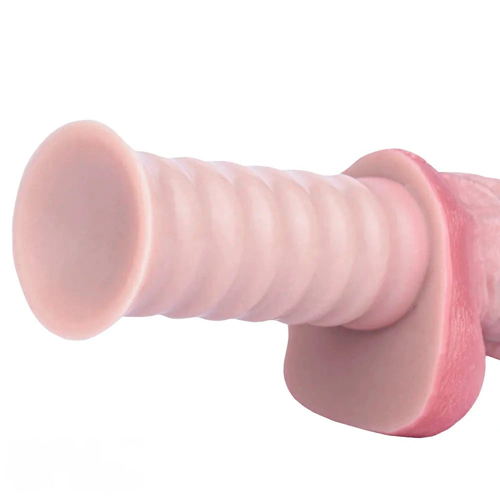 10.82in Real Feeling Double Layer Silicone Soft Handle Flexible Big Dildo