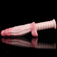10.82in Real Feeling Double Layer Silicone Soft Handle Flexible Big Dildo