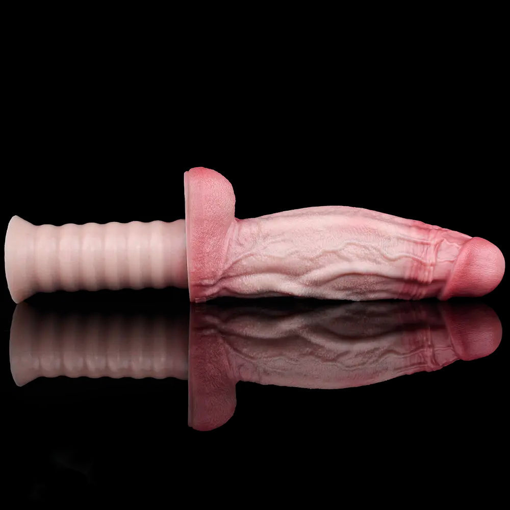 10.82in Real Feeling Double Layer Silicone Soft Handle Flexible Big Dildo