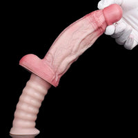 10.82in Real Feeling Double Layer Silicone Soft Handle Flexible Big Dildo