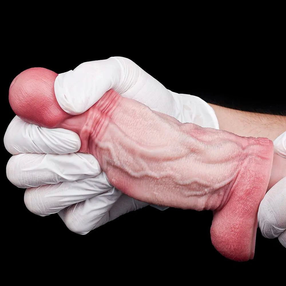 10.82in Real Feeling Double Layer Silicone Soft Handle Flexible Big Dildo