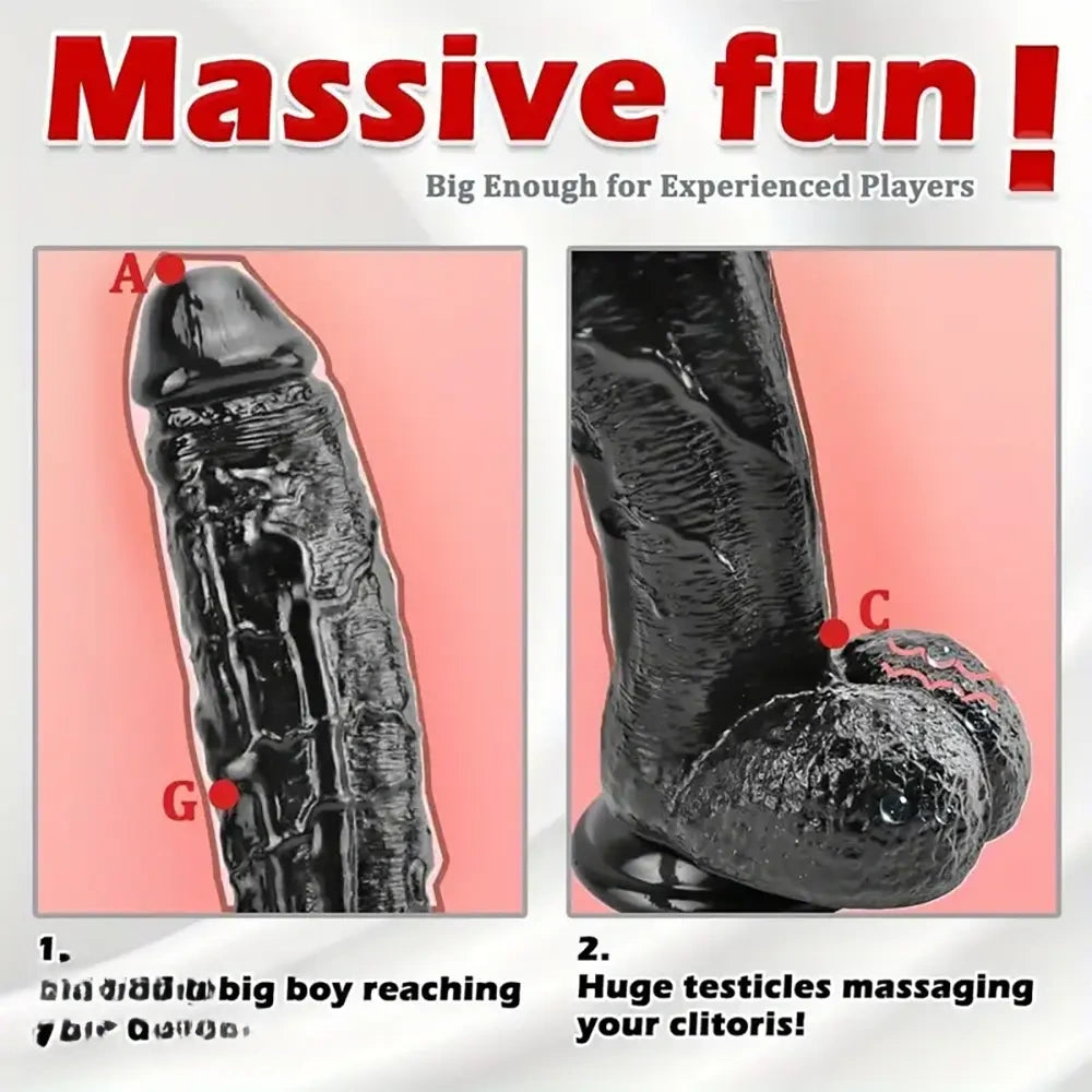 10.83in Huge Big G Spot Cock Real Dildo With Powerful Suction Cup