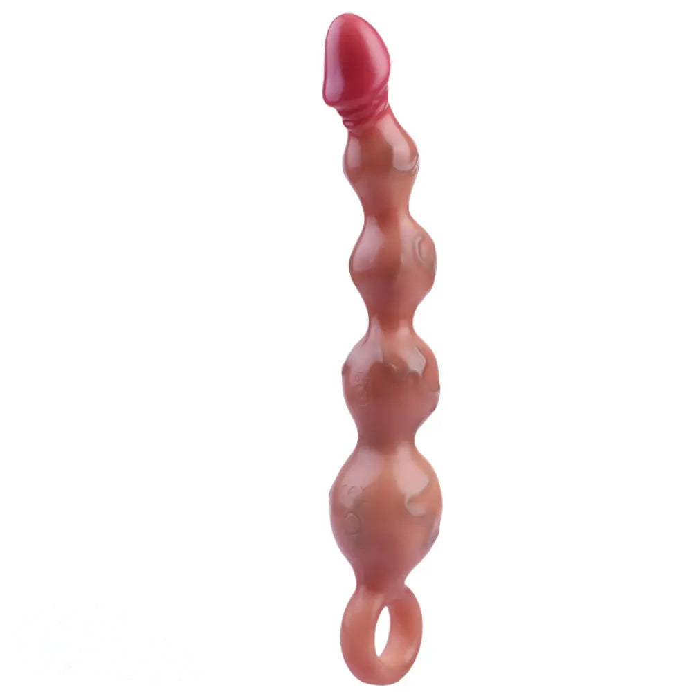 10.8in Big Vibrating Silicone Soft Pulling Beads Real Odd Dildo With 3 Motors