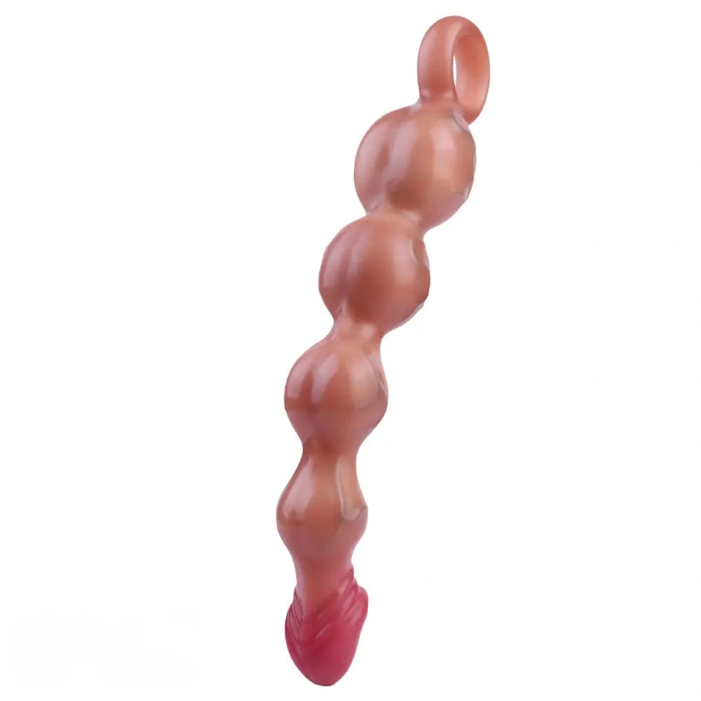 10.8in Big Vibrating Silicone Soft Pulling Beads Real Odd Dildo With 3 Motors