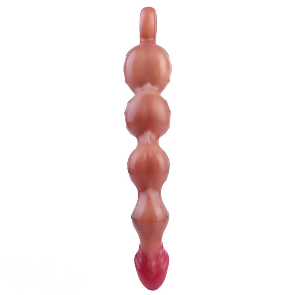 10.8in Big Vibrating Silicone Soft Pulling Beads Real Odd Dildo With 3 Motors