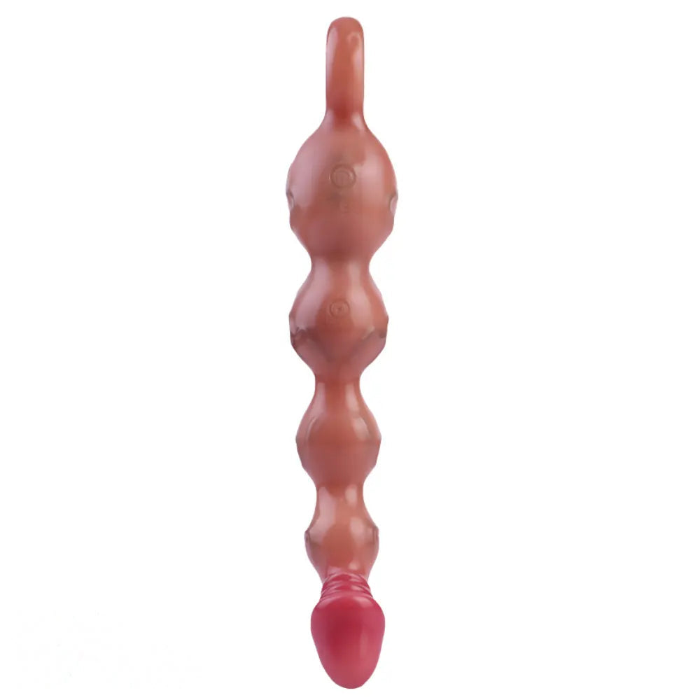 10.8in Big Vibrating Silicone Soft Pulling Beads Real Odd Dildo With 3 Motors