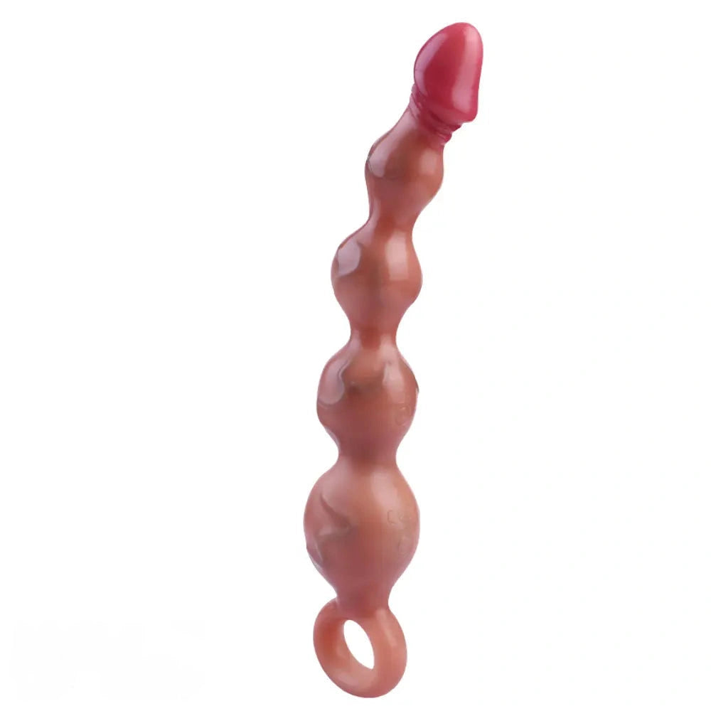 10.8in Big Vibrating Silicone Soft Pulling Beads Real Odd Dildo With 3 Motors