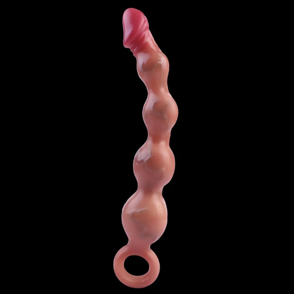 10.8in Big Vibrating Silicone Soft Pulling Beads Real Odd Dildo With 3 Motors