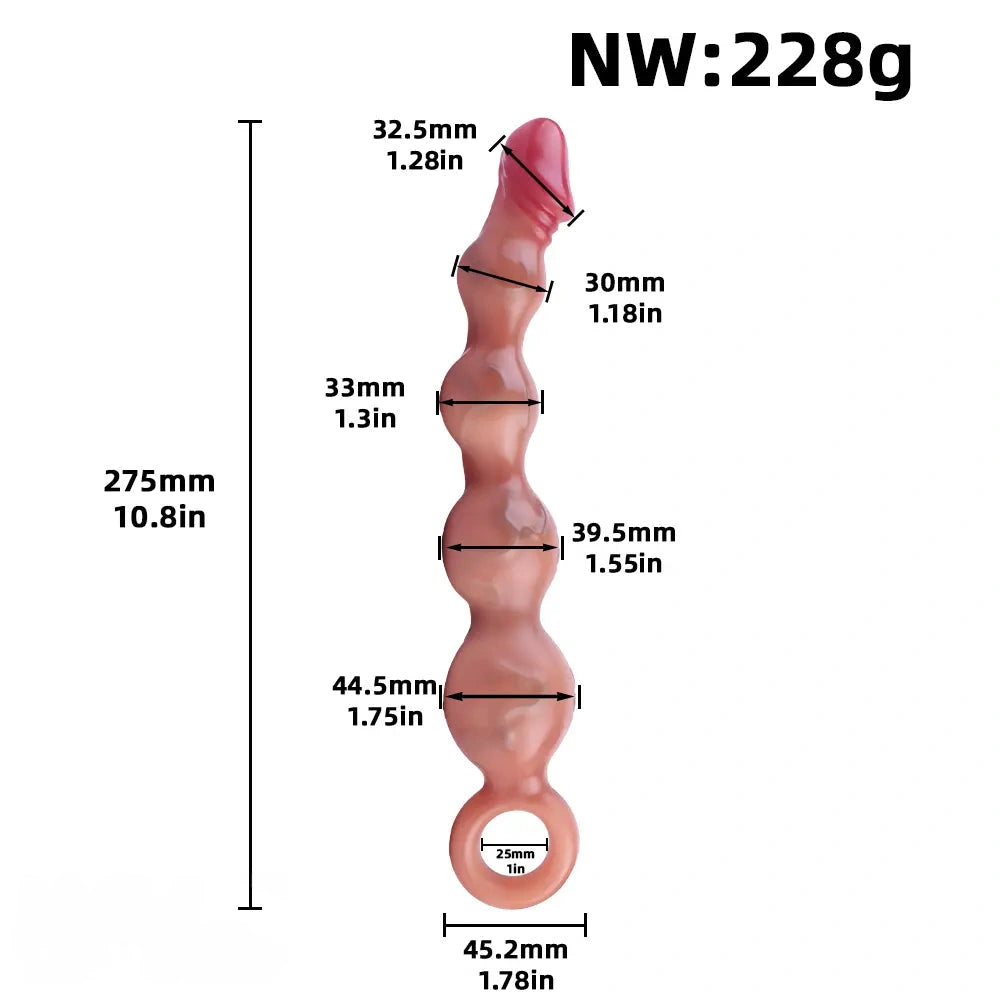 10.8in Big Vibrating Silicone Soft Pulling Beads Real Odd Dildo With 3 Motors